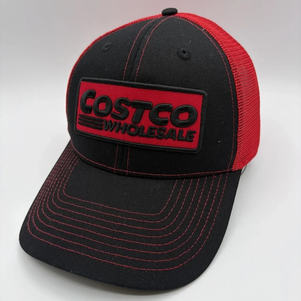 Costco Wholesale Hat BAMKO Trucker Snap Back One Size Mesh Black Red Cap Logo